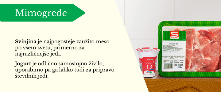 jogurt in svinjski zrezki iz vratovine