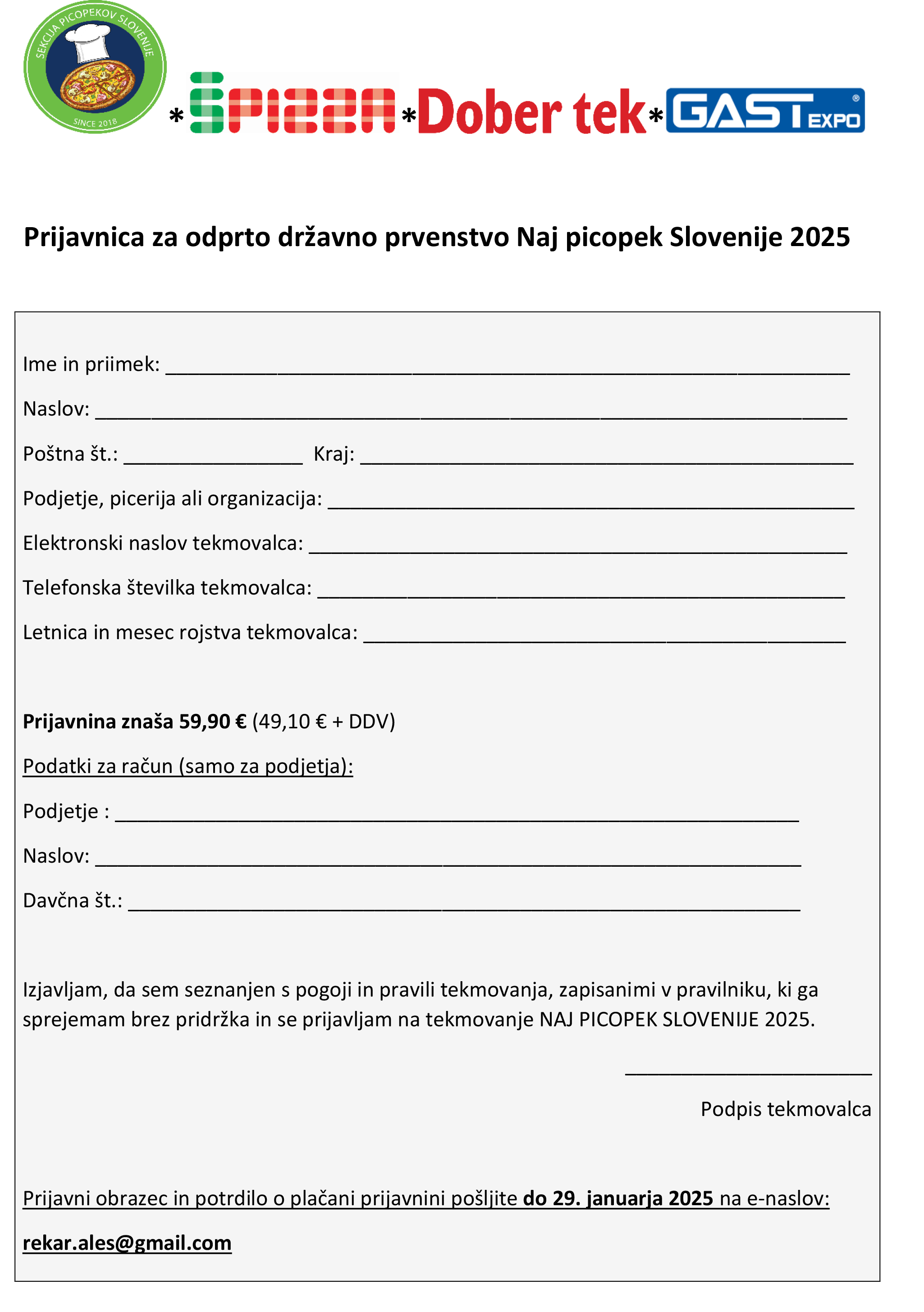 Prijavnica za odprto državno prvenstvo Naj picopek Slovenije 2025